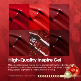 modelones Gel Nail Polish Kit -6 Colors Red Gel Polish Set Valentine's Day Burgundy Glitter Sparkle Bloody Soak Off Gel Nail Kit Manicure DIY Nail Art Salon Home Gift