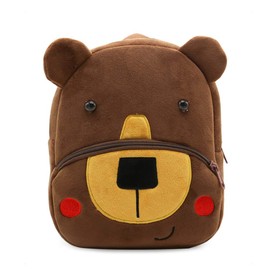 Tanweibago Cute Toddler Backpack Plush Animal Cartoon Mini Travel Daycare Bag for Baby Girl Boy 2-6 Years (Bear Brown)