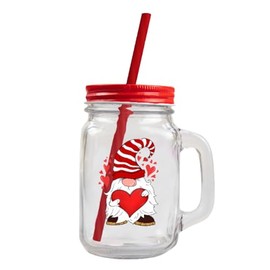 Widdle Gifts Valentines Mason Glass Jar Handle and Straw - Gonk