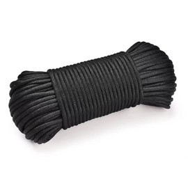 Angeer All Purpose Rope 8MM 30M(98ft) Length Strong Multifunctional Soft 100% Nylon Rope Natural Twisted Durable Long Ropes (Black)