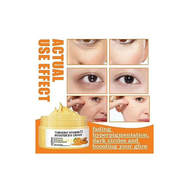 Crema para ojos con cúrcuma y vitamina C, crema iluminadora