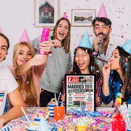 Stuff4 14th Anniversary Poster Framed - Married In 2011 Newspaper - Happy 14th Wedding Anniversary for Men Women Vintage Gifts Retro Back In 2011, 8x10 Inch Fourteenth Anniversaries Posters