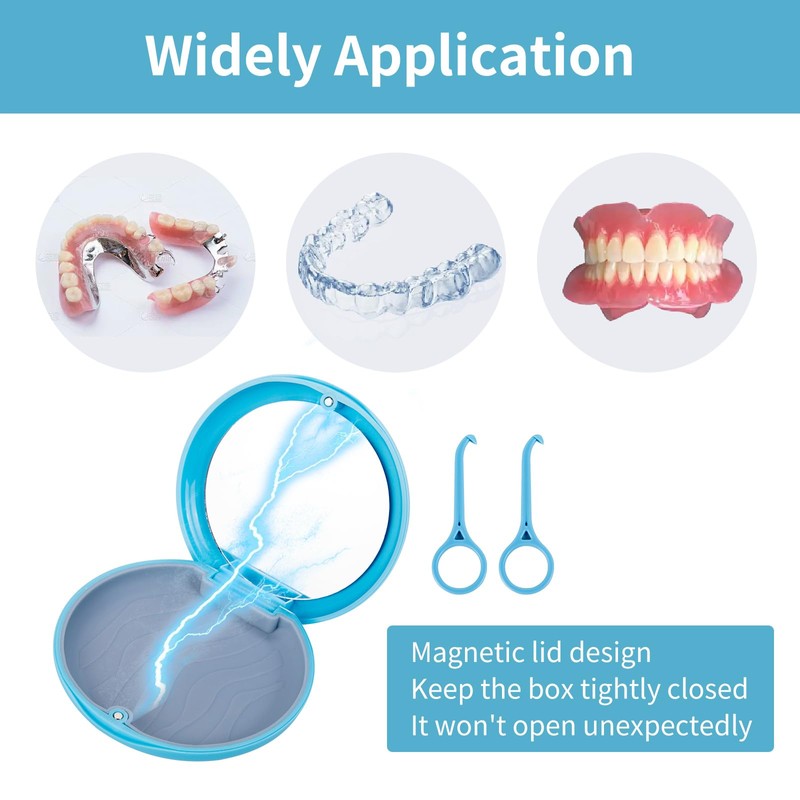 Sewokon Denture Box Denture Box Cleaning Box, 2 black, fresh