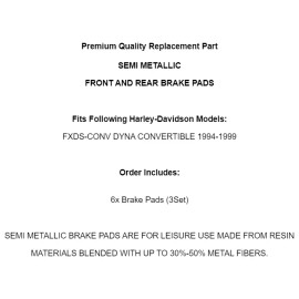 Caltric Front Rear Brake Pads for Harley Davidson Fxds-Conv Dyna Convertible 1994-1999