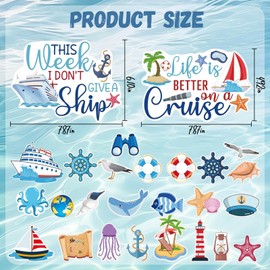 27PCS Cruise Door Magnets - Reusable Ship Decorations for Fridge, Car, Computer - for Door Decoration, Cruise Ship Door Magnets