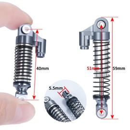 AXspeed Aluminum Long Shock Kits for Adjustable Shock Absorber Damper for 1/18th TRX4M TRX4-M Bronco Defender RC Car (Titanium)
