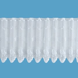 ZHH Crochet Cafe Lace Valance Peony Flower Pattern Half Curtain Sheer Window Valance White (W59 by H19-Inch) by ZHH