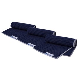 Soffle Waffle Golf Towels | 3 Pack | 16 X 16 with Clip | Convenient Waffle Greens Towel (Navy Blue)