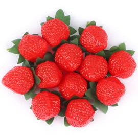 Yoodelife Artificial Red Strawberries, Realistic Lifelike Faux Fruit Strawberry Plastic Strawberries for Home Kitchen Festival Party Decor Photography Prop, Pack of 12