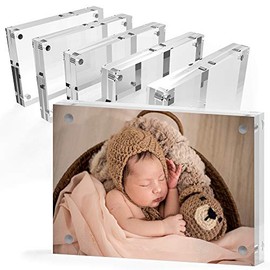 Mammoth 5x7 Inches AAA Grade Acrylic Picture Frame, Thick and Heavy Frameless Block Display (5 Pack)
