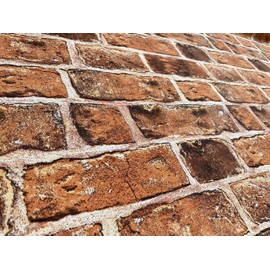 Red Brick Wall Print Fabric Home Decor Curtain Upholstery Cotton Material - 140cm Wide Canvas (1)