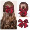 Miaija Tartan Bow Knot Hair Clips Red Plaid Hair Bow