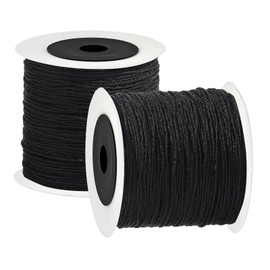 Black Nylon Cord for Bracelet Making, 0.8mm x 200m No-Elastic Beading Thread Satin Braided Bracelets Making String Cords