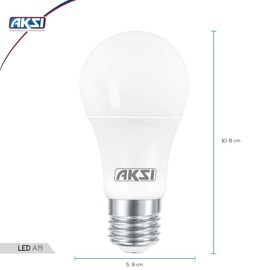 FOCO LED - AKSI - A19 Equivalente a 60W (800 lm - Lúmenes) Consume 9W (vatios) LUZ BLANCA 6500 K E27 - PACK de 10 focos - led solar lampara exterior jardín focos techo luces luz foco de plafón