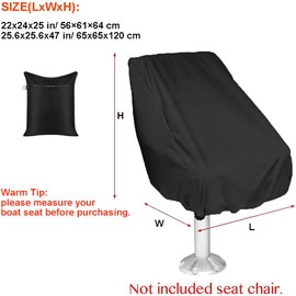 Skyour Boat Seat Cover Outdoor Waterproof Captain's Chair Seats Covers Dustproof Pedestal Pontoon Captain Boat Bench Chair Seat Cover for Helm Chair Protector Cover (1pcs Black, 25.6x25.6x47 in)