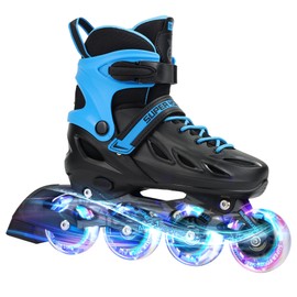 SUPER YOUNGSTER Adjustable Inline Skates for Boys Girls Ages 4-12 with Light Up Wheels, Roller Skates Blades for Youth Kids Indoor & Outdoor Beginners
