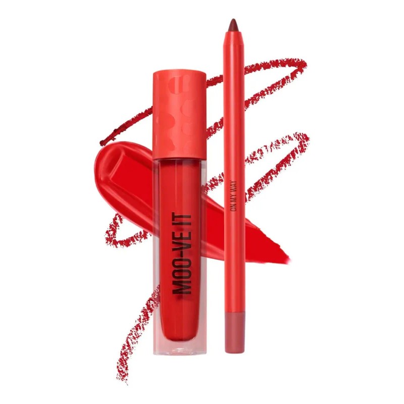 Kit Labial Mate Beauty Creations Availabilippy + Delineador Color Moo-ve