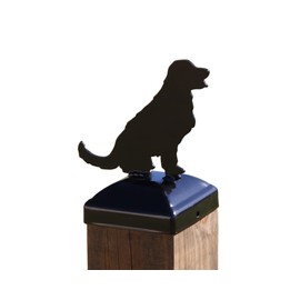 Metal Golden Retriever Post Cap for 4x4 Nominal Post (for Posts 3.5in x3.5 or Smaller-Please Measure Post), Madison Iron and Wood (Gloss Black) (1 Each)