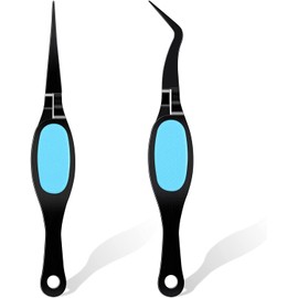 Reverse Tweezers Craft Tweezers Crossing Lock Tweezers Curved Tweezers Stainless Steel Soft Grip Precision Tweezers for DIY Craft, Jewelry, Beading, Electronics, Laboratory Work (Black)