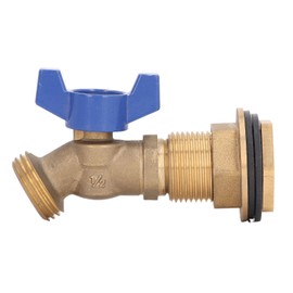 Brass Ball Valve Quarter Turn Water Tank Spigot Rain Barrel Valve with Bulkhead Fitting 1/2in Female 3/4in Male Thread