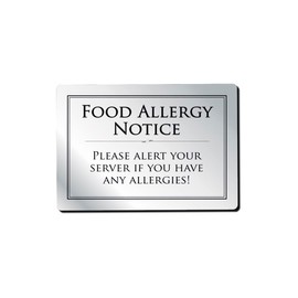 Food Allergy Sign Notice Allergen A5 Silver 210 x 148mm Bar Restaurant Catering