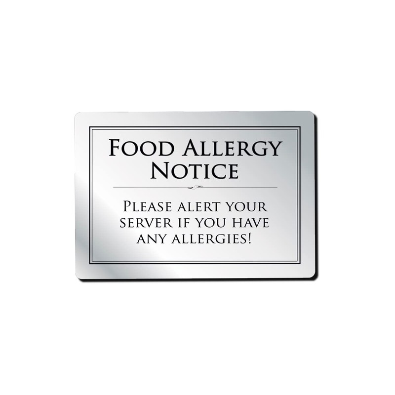 Food Allergy Sign Notice Allergen A5 Silver 210 x 148mm