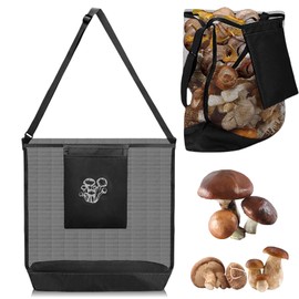 AXVRAV Mushroom Hunting Bag, Mushroom Collector Bag with Adjustable Shoulder Strap, Mesh Mushroom Food Bags, Foldable Mesh Harvest Bag, Harvest Storage Bag for Camping, Hiking, Collecting