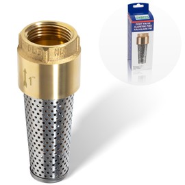 1 Inch Foot Valve with Backflow Prevention, Universal One-Way Female Pipe Thread Check Valve, Lead-Free Brass Construction for Lakes Wells and Ponds Filtering
