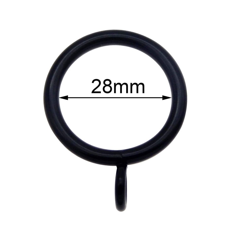 10 pcs 28mm Black Metal Curtain Rings Drapery Voile Pole