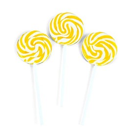 Yellow Swirl Lollipops Sucker (24 Individually Wrapped Pops) Yellow and White Swirl for Candy Buffets, Graduation Parties, Anniversaries & Weddings