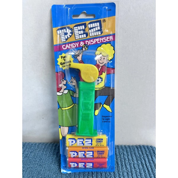 PEZ Coaches Whistle 3.9 Thin Foot Red/ Yellow Green Stem