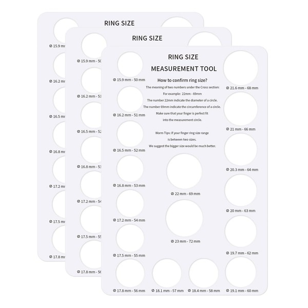 NHPY Pack of 3 ring sizer cardboard, ring sizer, ring