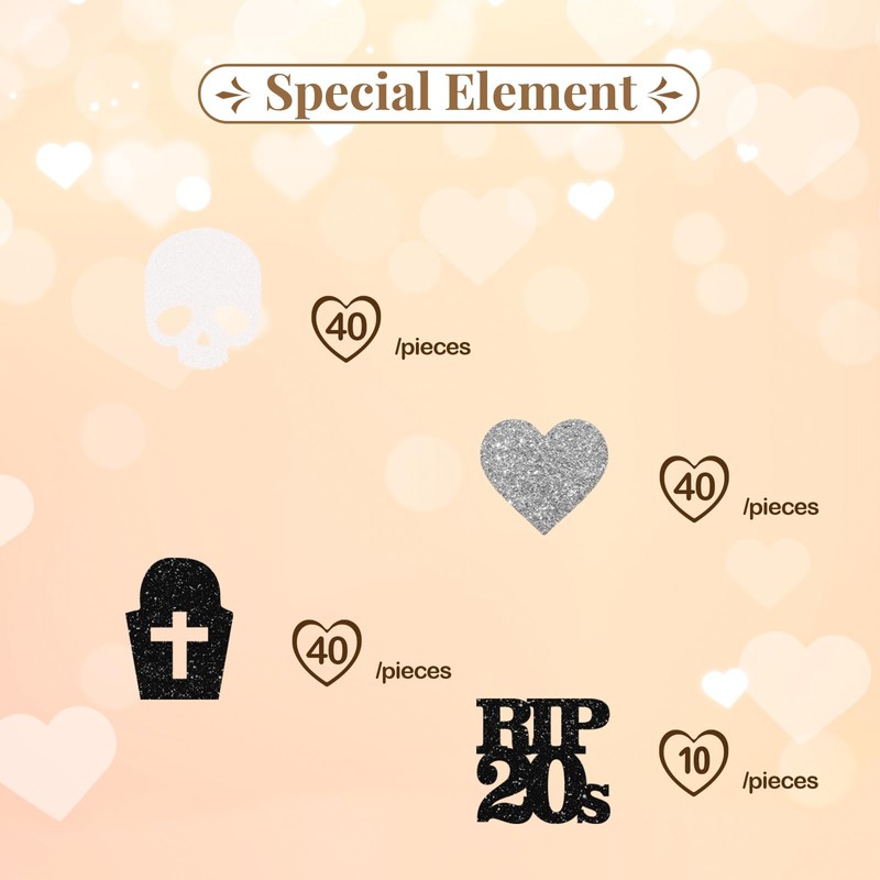 130pcs Rip 20s Confetti, Death to My 20s Table Confetti,