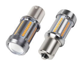 ANYTOP 1156 BA15S (180°) LED Bulb with Projector Amber Yellow Turn Signal Bulb 400% Super Bright 1156A P21W 1141 1003 for Front Rear Anti Hyper Flash 12V-3030 SMD Pack of 2