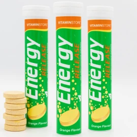 Vitamin Store Energy Release Effervescent Tablets - 3 Packs, 20 Orange Flavoured Fizzy Dissolvable Energy Supplement - Vitamins C,B1,B2,B12, Magnesium & Zinc - 2 Month Supply 60 Effervescent Tablets