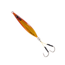 Calissa Offshore Tackle Flat Side Slow Pitch Jig - 80g 150g 250g 300LBS Assist Hooks 3/0 Butterfly - Vertical Jig Speed Lure Slow Pitch Flat (80g - Fire Ember)