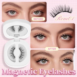 CALAILIS Magnetic Eyelashes with Applicator Upgrade Soft Magnetic Eyelashes Natural Look without Eyeliner No Glue Needed Reusable Waterproof for All Day Comfort (RCM01)