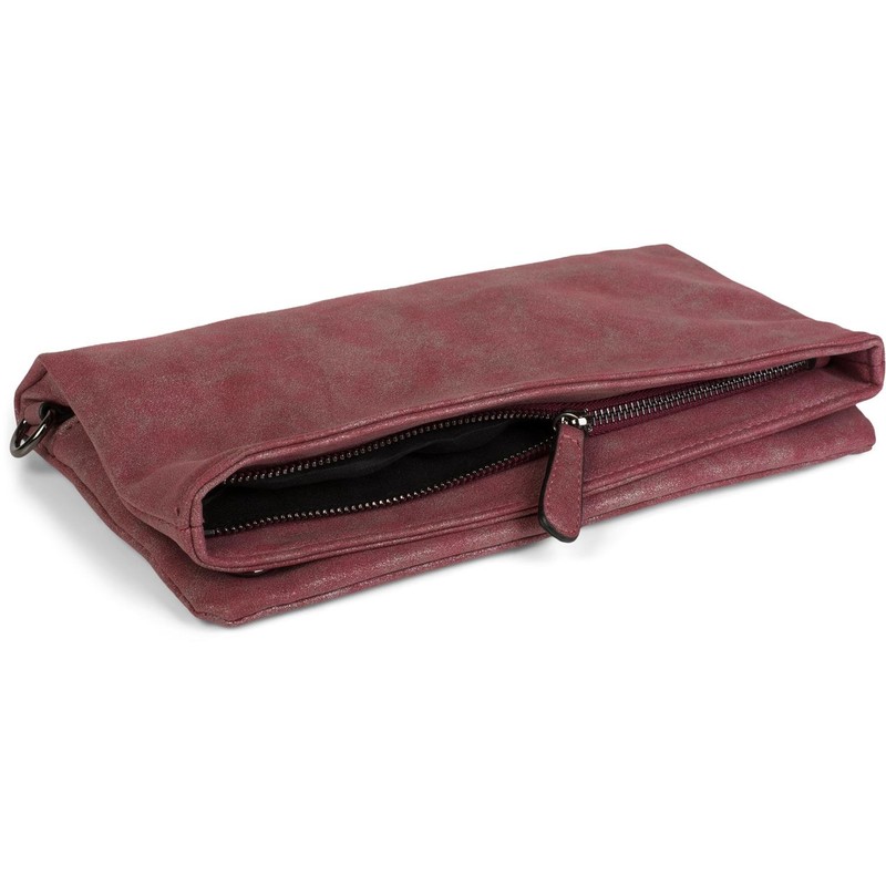 styleBREAKER fold-over clutch in suede look with zip, 3-in-1 bag,