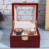 Wooden 2 Grid Watch Display Box Transparent Window Watch Storage