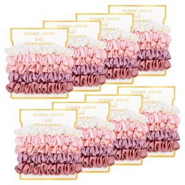 8 Pack Bridesmaid Gifts Satin Bridesmaid Scrunchies Soft Hair Ties Bachelorette Party Favors Hair Accessories for Women Bridesmaid Proposal Gift (Gradient Pink)