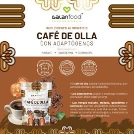 Café de Olla Funcional con Hongos Adaptógenos Balanfood Energía Natural y Bienestar Sabor Tradicional Mexicano Con Reishi y Cordyceps para Mejorar tu Salud 100% Natural y Nutritivo