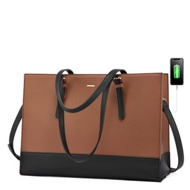 LOVEVOOK Laptop Bag for Women, Fashion Computer Tote Bag 15.6 Inch Large Capacity Handbag, Faux Leather Shoulder Bag Purse, Professional Business Work Briefcase for Office Lady