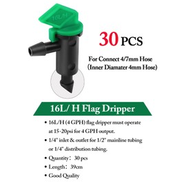 Kalolary 90 Pieces Drip Emitter, 3 Colors Garden Flag Irrigation Drippers in 3 Sizes, 1 GPH, 2 GPH, 4 GPH Per Hour for Trees and Shrubs Watering