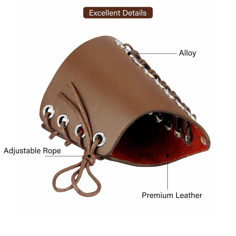 Thajaling 2 Pieces Medieval Archery, Viking Cuffs LARP, Wide Leather