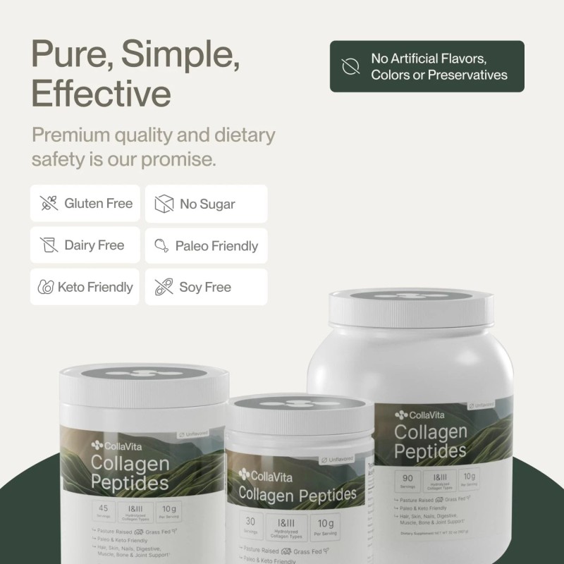Collagen Peptides Powder Grass-Fed Pasture-Raised Hydrolyzed Collagen Powder, Ty