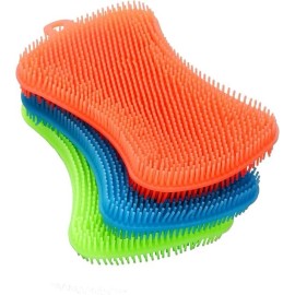 OstWony 3PCS Silicone Dish Sponges – Food-Grade, Multi-Purpose & Gentle Cleaning