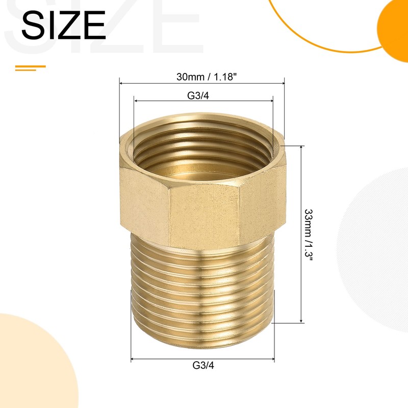 MECCANIXITY Brass Check Valve, G3/4 Male Female Thread 30x33mm Outward