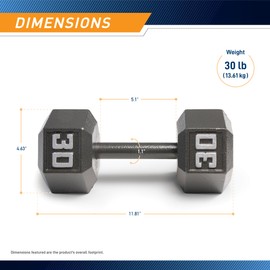 Marcy 30lb Cast Iron Hex Dumbbell, Single, IV-2030