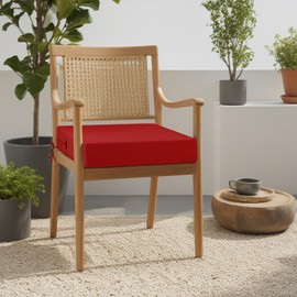 idee-home Outdoor Chair Cushions Set of 2, Waterproof Outdoor Seat Cushions for Patio Furniture, Outside Replacement Chair Pad with Ties for Lawn Deck Porch, 19 x 19 Red