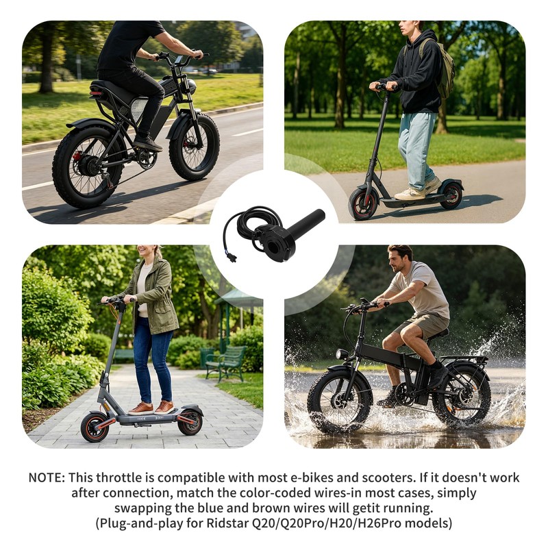 Daslleysen Full Twist Throttle for Ridstar Q20, Plug & Play